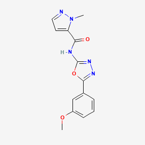 molecular formula C14H13N5O3 B6535334 N-[5-(3-methoxyphenyl)-1,3,4-oxadiazol-2-yl]-1-methyl-1H-pyrazole-5-carboxamide CAS No. 1170877-67-4