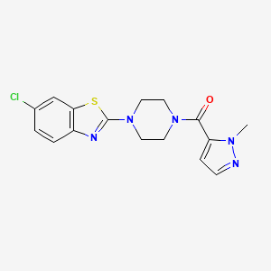 molecular formula C16H16ClN5OS B6535357 6-chloro-2-[4-(1-methyl-1H-pyrazole-5-carbonyl)piperazin-1-yl]-1,3-benzothiazole CAS No. 1172260-91-1