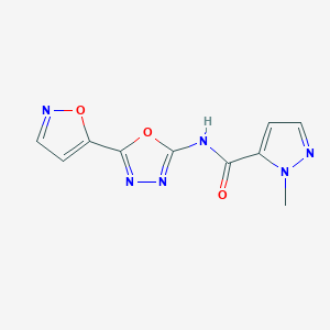 molecular formula C10H8N6O3 B6535360 1-methyl-N-[5-(1,2-oxazol-5-yl)-1,3,4-oxadiazol-2-yl]-1H-pyrazole-5-carboxamide CAS No. 1172548-76-3