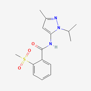 molecular formula C15H19N3O3S B6535414 2-methanesulfonyl-N-[3-methyl-1-(propan-2-yl)-1H-pyrazol-5-yl]benzamide CAS No. 1171845-99-0