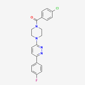 molecular formula C21H18ClFN4O B6535488 3-[4-(4-chlorobenzoyl)piperazin-1-yl]-6-(4-fluorophenyl)pyridazine CAS No. 1049339-84-5