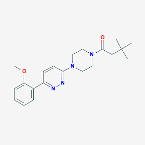 molecular formula C21H28N4O2 B6535550 1-{4-[6-(2-methoxyphenyl)pyridazin-3-yl]piperazin-1-yl}-3,3-dimethylbutan-1-one CAS No. 1021229-77-5