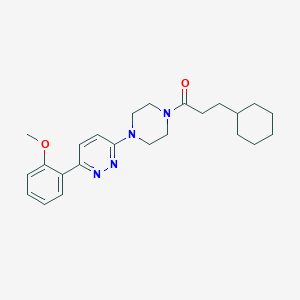 molecular formula C24H32N4O2 B6535598 3-cyclohexyl-1-{4-[6-(2-methoxyphenyl)pyridazin-3-yl]piperazin-1-yl}propan-1-one CAS No. 1049338-58-0