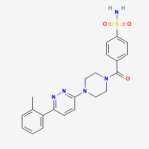 molecular formula C22H23N5O3S B6535655 4-{4-[6-(2-methylphenyl)pyridazin-3-yl]piperazine-1-carbonyl}benzene-1-sulfonamide CAS No. 1021230-32-9