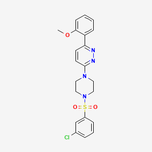 molecular formula C21H21ClN4O3S B6535699 3-[4-(3-chlorobenzenesulfonyl)piperazin-1-yl]-6-(2-methoxyphenyl)pyridazine CAS No. 1021218-86-9