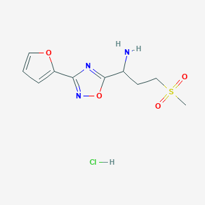molecular formula C10H14ClN3O4S B6535751 1-[3-(furan-2-yl)-1,2,4-oxadiazol-5-yl]-3-methanesulfonylpropan-1-amine hydrochloride CAS No. 1807977-52-1