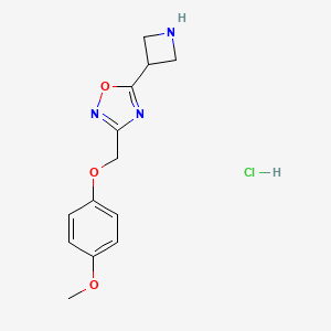 molecular formula C13H16ClN3O3 B6535776 5-(azetidin-3-yl)-3-[(4-methoxyphenoxy)methyl]-1,2,4-oxadiazole hydrochloride CAS No. 2034352-42-4