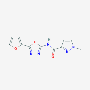 molecular formula C11H9N5O3 B6535840 N-[5-(furan-2-yl)-1,3,4-oxadiazol-2-yl]-1-methyl-1H-pyrazole-3-carboxamide CAS No. 1170780-96-7