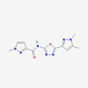 molecular formula C12H13N7O2 B6535859 N-[5-(1,5-dimethyl-1H-pyrazol-3-yl)-1,3,4-oxadiazol-2-yl]-1-methyl-1H-pyrazole-3-carboxamide CAS No. 1171367-17-1