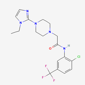molecular formula C18H21ClF3N5O B6535937 N-[2-chloro-5-(trifluoromethyl)phenyl]-2-[4-(1-ethyl-1H-imidazol-2-yl)piperazin-1-yl]acetamide CAS No. 1060216-79-6