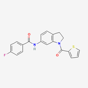 4-fluoro-N-[1-(thiophene-2-carbonyl)-2,3-dihydro-1H-indol-6-yl]benzamide