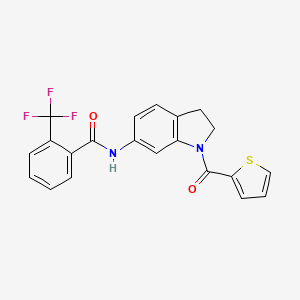 molecular formula C21H15F3N2O2S B6535959 N-[1-(thiophene-2-carbonyl)-2,3-dihydro-1H-indol-6-yl]-2-(trifluoromethyl)benzamide CAS No. 1021220-80-3