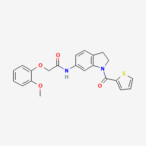 molecular formula C22H20N2O4S B6535980 2-(2-methoxyphenoxy)-N-[1-(thiophene-2-carbonyl)-2,3-dihydro-1H-indol-6-yl]acetamide CAS No. 1021207-21-5