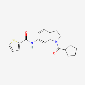 molecular formula C19H20N2O2S B6536023 N-(1-cyclopentanecarbonyl-2,3-dihydro-1H-indol-6-yl)thiophene-2-carboxamide CAS No. 1040643-10-4