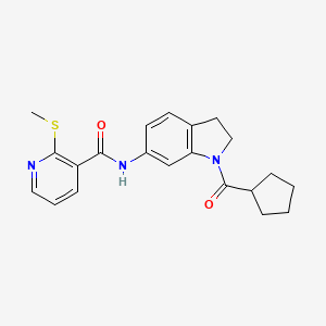 N-(1-cyclopentanecarbonyl-2,3-dihydro-1H-indol-6-yl)-2-(methylsulfanyl)pyridine-3-carboxamide