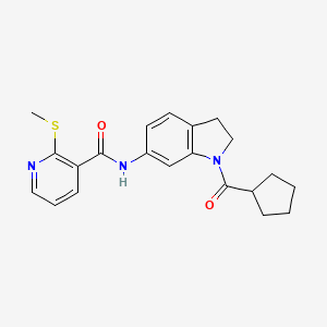 molecular formula C21H23N3O2S B6536034 N-(1-cyclopentanecarbonyl-2,3-dihydro-1H-indol-6-yl)-2-(methylsulfanyl)pyridine-3-carboxamide CAS No. 1060199-47-4