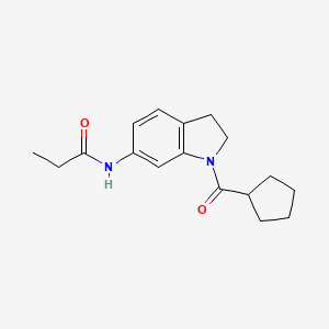 molecular formula C17H22N2O2 B6536040 N-(1-cyclopentanecarbonyl-2,3-dihydro-1H-indol-6-yl)propanamide CAS No. 1058230-44-6
