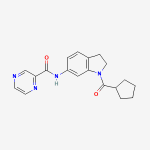 molecular formula C19H20N4O2 B6536052 N-(1-cyclopentanecarbonyl-2,3-dihydro-1H-indol-6-yl)pyrazine-2-carboxamide CAS No. 1058230-54-8