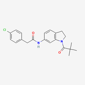 molecular formula C21H23ClN2O2 B6536076 2-(4-chlorophenyl)-N-[1-(2,2-dimethylpropanoyl)-2,3-dihydro-1H-indol-6-yl]acetamide CAS No. 1021207-38-4