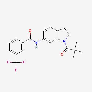 molecular formula C21H21F3N2O2 B6536087 N-[1-(2,2-dimethylpropanoyl)-2,3-dihydro-1H-indol-6-yl]-3-(trifluoromethyl)benzamide CAS No. 1021221-32-8