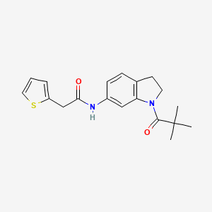molecular formula C19H22N2O2S B6536094 N-[1-(2,2-dimethylpropanoyl)-2,3-dihydro-1H-indol-6-yl]-2-(thiophen-2-yl)acetamide CAS No. 1021207-40-8