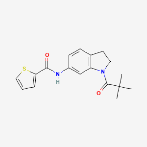 molecular formula C18H20N2O2S B6536107 N-[1-(2,2-dimethylpropanoyl)-2,3-dihydro-1H-indol-6-yl]thiophene-2-carboxamide CAS No. 1040644-07-2