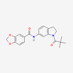 N-[1-(2,2-dimethylpropanoyl)-2,3-dihydro-1H-indol-6-yl]-2H-1,3-benzodioxole-5-carboxamide