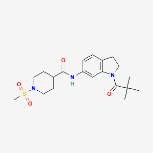 molecular formula C20H29N3O4S B6536139 N-[1-(2,2-dimethylpropanoyl)-2,3-dihydro-1H-indol-6-yl]-1-methanesulfonylpiperidine-4-carboxamide CAS No. 1058231-41-6