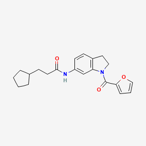 molecular formula C21H24N2O3 B6536147 3-cyclopentyl-N-[1-(furan-2-carbonyl)-2,3-dihydro-1H-indol-6-yl]propanamide CAS No. 1060180-74-6