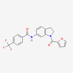 molecular formula C21H15F3N2O3 B6536151 N-[1-(furan-2-carbonyl)-2,3-dihydro-1H-indol-6-yl]-4-(trifluoromethyl)benzamide CAS No. 1040644-94-7