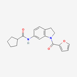 molecular formula C19H20N2O3 B6536159 N-[1-(furan-2-carbonyl)-2,3-dihydro-1H-indol-6-yl]cyclopentanecarboxamide CAS No. 1040645-02-0