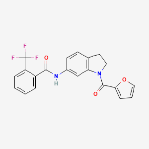 molecular formula C21H15F3N2O3 B6536169 N-[1-(furan-2-carbonyl)-2,3-dihydro-1H-indol-6-yl]-2-(trifluoromethyl)benzamide CAS No. 1040645-26-8