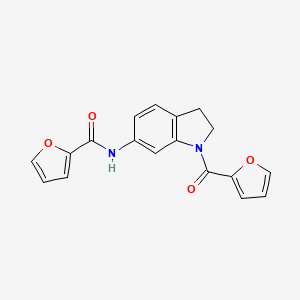 molecular formula C18H14N2O4 B6536174 N-[1-(furan-2-carbonyl)-2,3-dihydro-1H-indol-6-yl]furan-2-carboxamide CAS No. 1040645-50-8