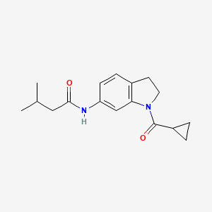 molecular formula C17H22N2O2 B6536203 N-(1-cyclopropanecarbonyl-2,3-dihydro-1H-indol-6-yl)-3-methylbutanamide CAS No. 1058454-14-0