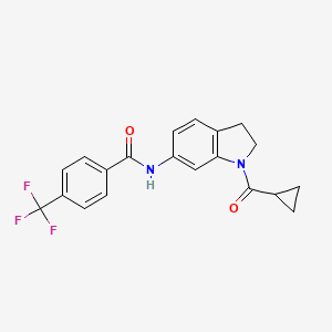 molecular formula C20H17F3N2O2 B6536229 N-(1-cyclopropanecarbonyl-2,3-dihydro-1H-indol-6-yl)-4-(trifluoromethyl)benzamide CAS No. 1021207-70-4