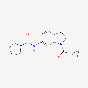 molecular formula C18H22N2O2 B6536232 N-(1-cyclopropanecarbonyl-2,3-dihydro-1H-indol-6-yl)cyclopentanecarboxamide CAS No. 1021207-73-7