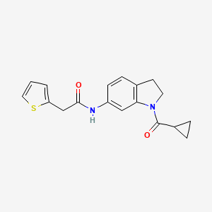 molecular formula C18H18N2O2S B6536241 N-(1-cyclopropanecarbonyl-2,3-dihydro-1H-indol-6-yl)-2-(thiophen-2-yl)acetamide CAS No. 1058454-29-7
