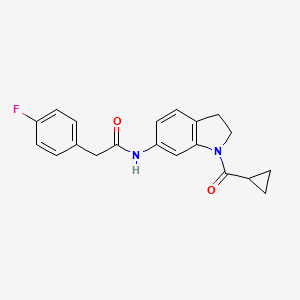molecular formula C20H19FN2O2 B6536251 N-(1-cyclopropanecarbonyl-2,3-dihydro-1H-indol-6-yl)-2-(4-fluorophenyl)acetamide CAS No. 1060202-37-0
