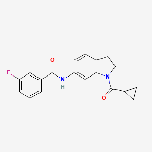 molecular formula C19H17FN2O2 B6536261 N-(1-cyclopropanecarbonyl-2,3-dihydro-1H-indol-6-yl)-3-fluorobenzamide CAS No. 1021209-62-0