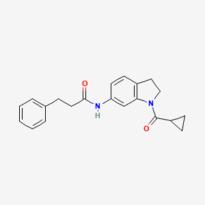 molecular formula C21H22N2O2 B6536269 N-(1-cyclopropanecarbonyl-2,3-dihydro-1H-indol-6-yl)-3-phenylpropanamide CAS No. 1021209-65-3