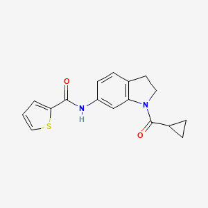 molecular formula C17H16N2O2S B6536270 N-(1-cyclopropanecarbonyl-2,3-dihydro-1H-indol-6-yl)thiophene-2-carboxamide CAS No. 1021207-87-3