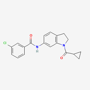 molecular formula C19H17ClN2O2 B6536272 3-chloro-N-(1-cyclopropanecarbonyl-2,3-dihydro-1H-indol-6-yl)benzamide CAS No. 1058203-40-9