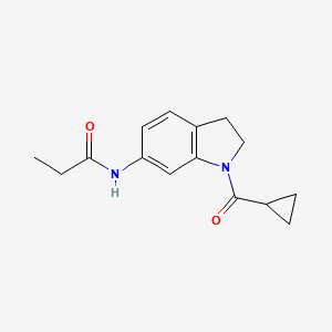 molecular formula C15H18N2O2 B6536284 N-(1-cyclopropanecarbonyl-2,3-dihydro-1H-indol-6-yl)propanamide CAS No. 1058454-45-7