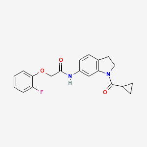 molecular formula C20H19FN2O3 B6536312 N-(1-cyclopropanecarbonyl-2,3-dihydro-1H-indol-6-yl)-2-(2-fluorophenoxy)acetamide CAS No. 1021209-75-5