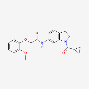 molecular formula C21H22N2O4 B6536315 N-(1-cyclopropanecarbonyl-2,3-dihydro-1H-indol-6-yl)-2-(2-methoxyphenoxy)acetamide CAS No. 1017665-25-6