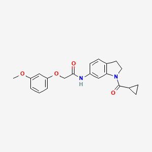 molecular formula C21H22N2O4 B6536320 N-(1-cyclopropanecarbonyl-2,3-dihydro-1H-indol-6-yl)-2-(3-methoxyphenoxy)acetamide CAS No. 1060203-40-8