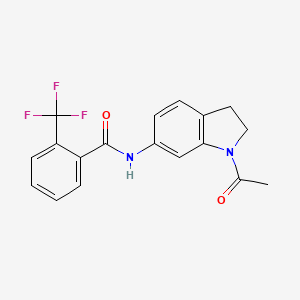 molecular formula C18H15F3N2O2 B6536374 N-(1-acetyl-2,3-dihydro-1H-indol-6-yl)-2-(trifluoromethyl)benzamide CAS No. 1021209-84-6