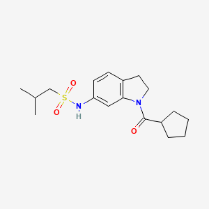 molecular formula C18H26N2O3S B6536476 N-(1-cyclopentanecarbonyl-2,3-dihydro-1H-indol-6-yl)-2-methylpropane-1-sulfonamide CAS No. 1058180-23-6