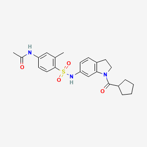 molecular formula C23H27N3O4S B6536483 N-{4-[(1-cyclopentanecarbonyl-2,3-dihydro-1H-indol-6-yl)sulfamoyl]-3-methylphenyl}acetamide CAS No. 1040659-17-3