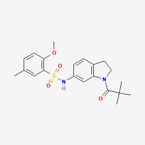 molecular formula C21H26N2O4S B6536503 N-[1-(2,2-dimethylpropanoyl)-2,3-dihydro-1H-indol-6-yl]-2-methoxy-5-methylbenzene-1-sulfonamide CAS No. 1040659-81-1